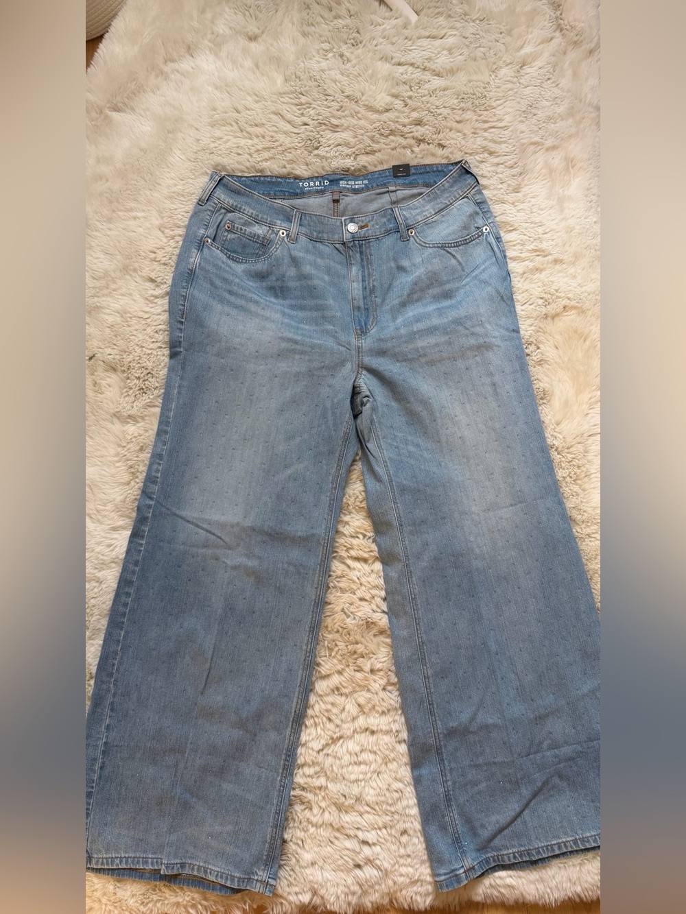 Torrid Light Blue Studded Wide Leg Jeans